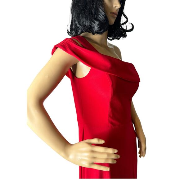 Agua Dresses Red One-Shoulder Off-Shoulder Maxi Formal Gown Slit –size 8 - Picture 10 of 17